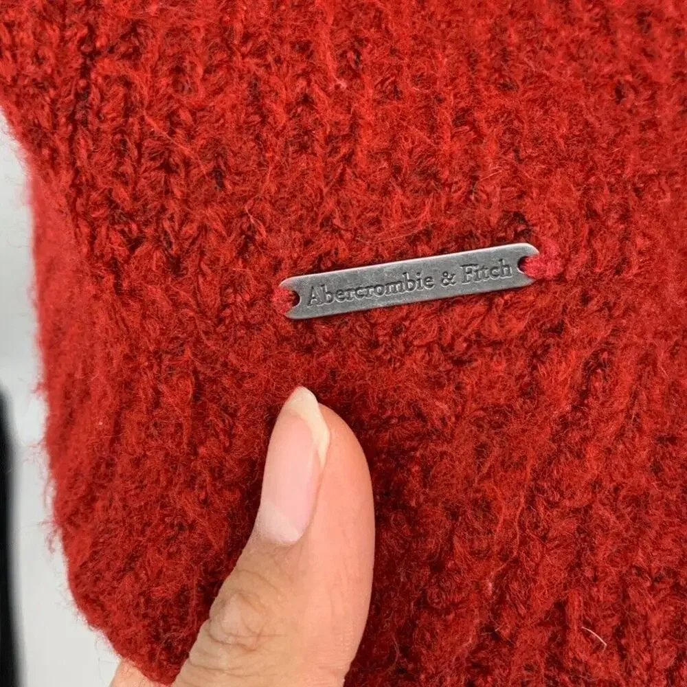 Abercrombie & Fitch Sweater Womens S Small Cardinal Fair Isle Mock Neck Acrylic